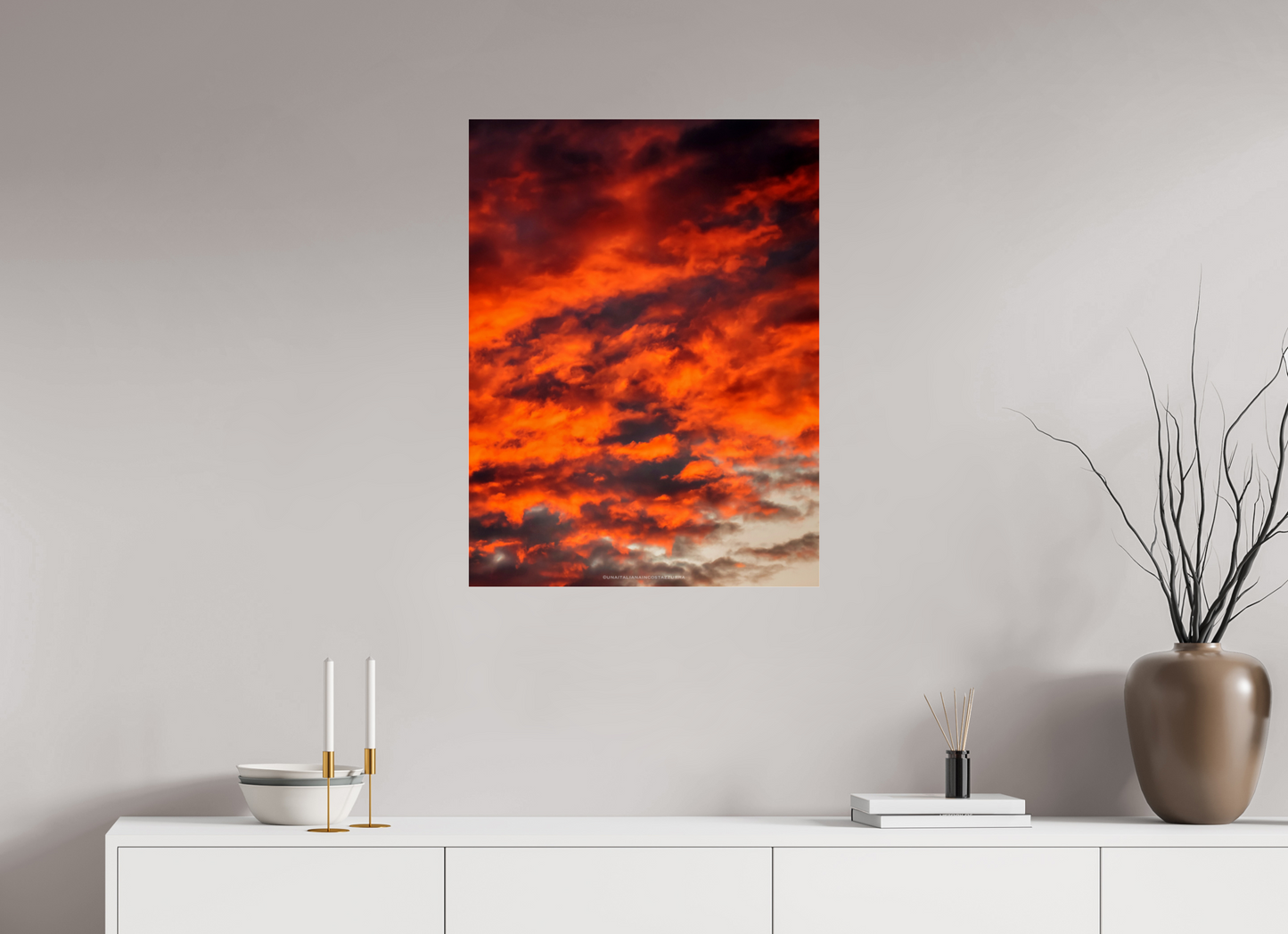 60 x 80 cm, Photo Print Under Acrylic Glass Ciel en feu