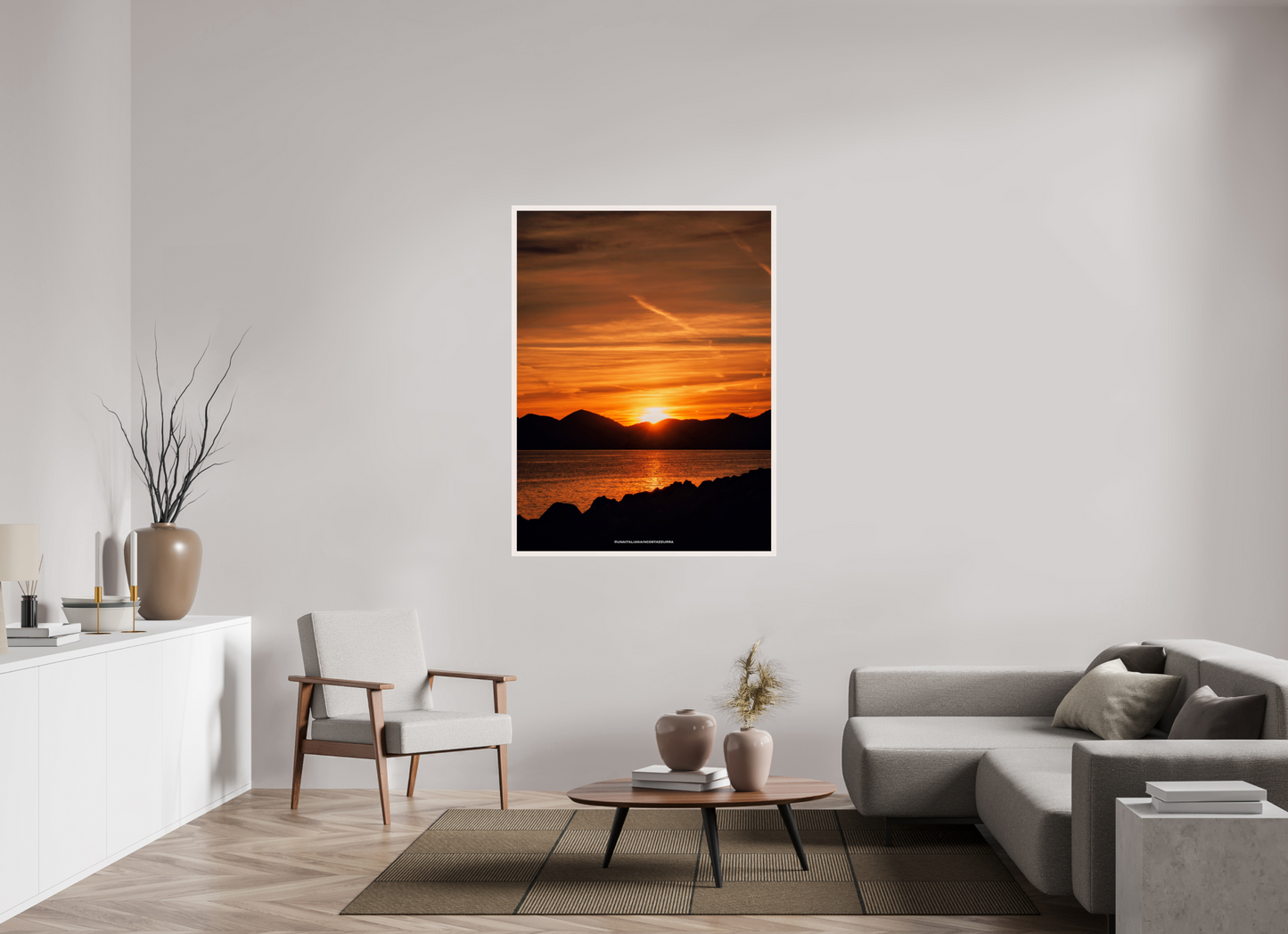 105 x 140 cm, Cadre galerie grand format L'Esterel habillée en orange