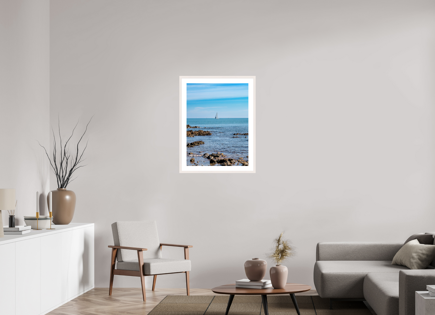 60 x 80 cm, Photo encadré bois érable blanc 20mm Là où le vent décide