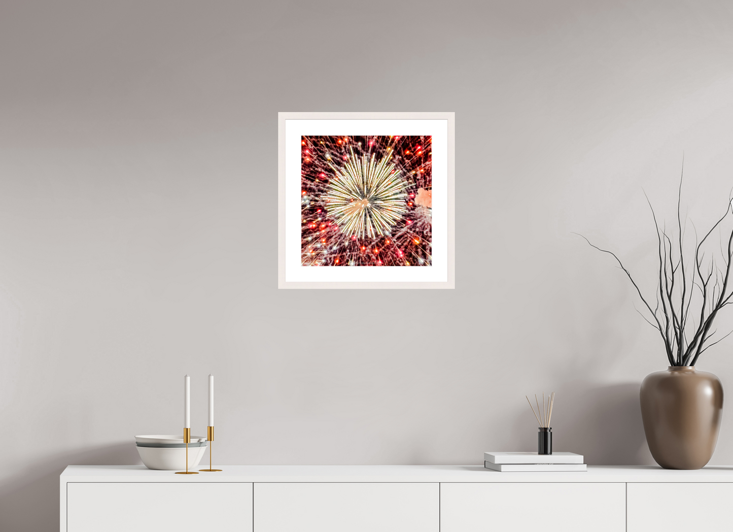 40 x 40 cm, Photo encadré bois érable blanc 20mm Roi soleil