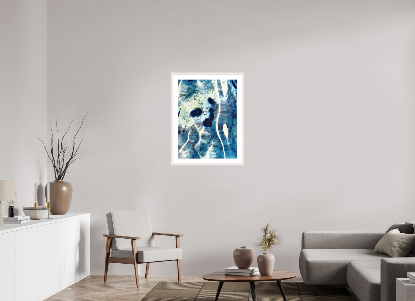 60 x 80 cm, Photo encadré bois érable blanc 20mm Oursins n.1