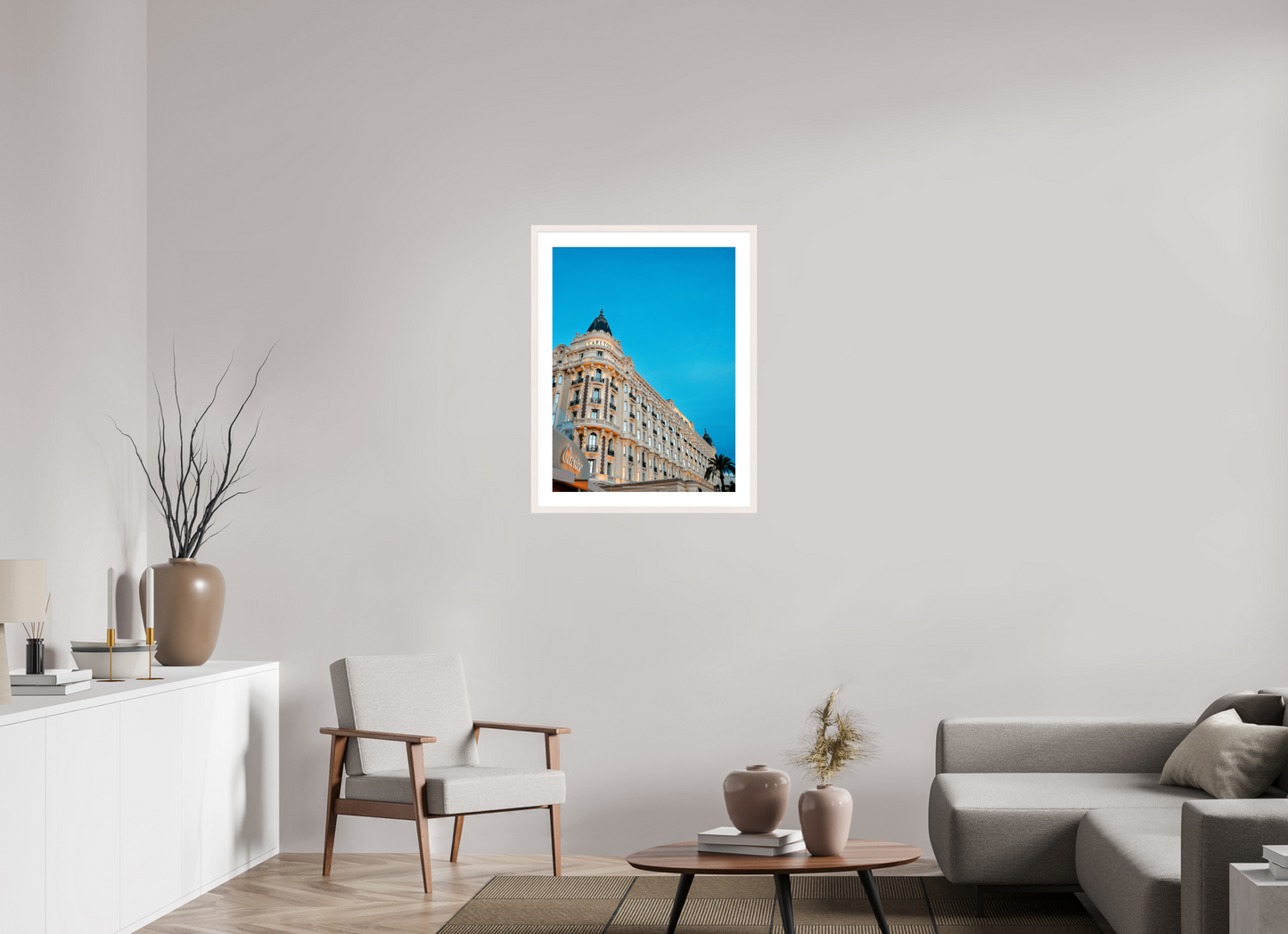 60 x 80 cm, Photo encadré bois érable blanc 20mm Hotel Carlton Cannes